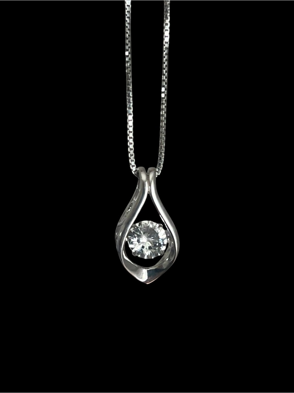 OTC Floating Diamond Simulated Solitaire Sterling Silver Pendant Necklace 18”
